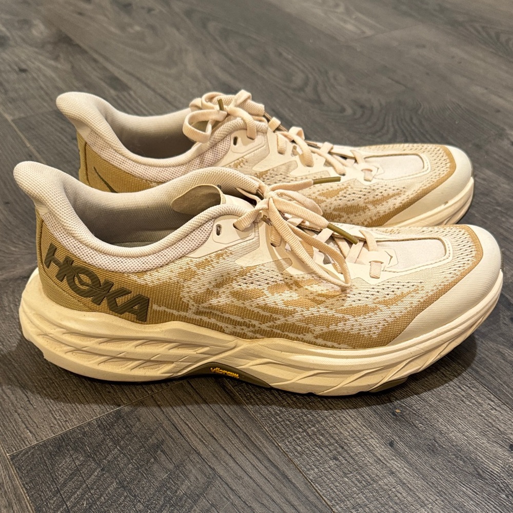 Hoka Men’s Speedgoat 5 Beige Athletic Shoes